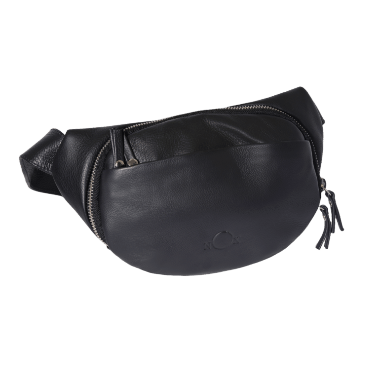 NOX Vintage Tactical Pouch in black leather, closed view.